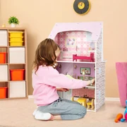 Costway Cucina giocattolo per bambini con cappa macchina del ghiaccio  telefono e 16 accessori, Gioco cucinetta Rosa