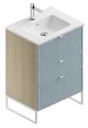 Mobile sottolavabo e lavabo Quadra natura/cielo in mdf L 60 x H 93 x P 46 cm 3 cassetti