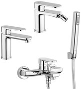 Borea set miscelatori lavabo e bidet per piletta click clack con gruppo vasca Jacuzzi | Rubinetteria