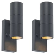 Set di 2 lampade da parete per esterni grigio scuro 2 luci sensore crepuscolare - Duo