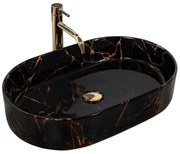 Lavabo da appoggio in ceramica Rea Nadia Black Marble Shiny