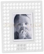 Portafoto di design pied de poule piccolo bianco marmo in ferro e p...