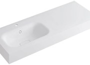 Lavabo integrale a sinistra rettangolare L 120.5 x H 15 x P 46 cm in resina bianco