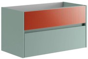 Mobile da bagno sospeso sotto lavabo L 89.5 x H 50 x P 45.5 cm verde laccato opaco, 2 cassetti VISOBATH Niwa