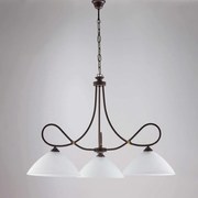 Bonetti Illumina Lampadario in ferro laccato nero con decorazione effetto ruggine e rifiniture oro antico con diffusori in vetro diametro 13 - 3 luci