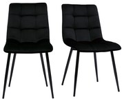 Sedie design in tessuto velluto nero e metallo nero (set di 2) MAXWELL