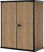 Armadio Porta Attrezzi da Esterno 140x73,6x170,4 cm Keter Signature Vertical Shed in Resina Effetto Legno Noce...