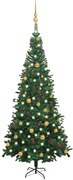 Albero di Natale Preilluminato con Palline Verde, Albero di Natale Preilluminato con Palline 240 cm Verde II