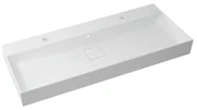 Lavabo da incasso con bordo a vista rettangolare doppia vasca Neo L 120 x H 12 x P 49 cm in resina bianco