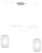 Sospensione bianco 2 luci spostabile vetri bianco fog 1181bi-s2 s-bf