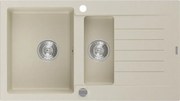 Mexen Matias lavello in granito 1,5 vasche con gocciolatoio 900 x 505 mm, beige, sifone cromato - 6502901505-69