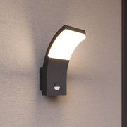 Lucande Applique a LED Timm, sensore, 20 cm, antracite, IP54 Timm, Nero, Alluminio, Moderno