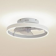 Ventilatore da soffitto LED Lindby Momitu, bianco, alluminio, Ø 14 cm