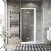 Porta doccia pieghevole Record L 100 x H 195 x P 0.6 cm in vetro vetro senza finitura / trasparente profilo bianco