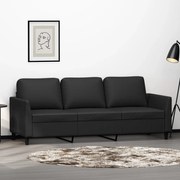 Divano A 3 Posti Nero 180 Cm İn Similpelle /
