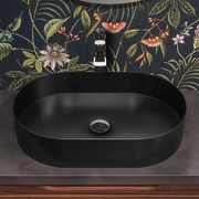 Lavabo da appoggio ovale 58x38 cm in acciaio inox nero opaco   Goya