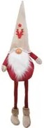 Gnomo natalizio 75 cm gambe molli con cappello in velluto e renna
