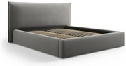 Letto matrimoniale imbottito grigio con contenitore e doghe 180x200 cm Elio - Milo Casa