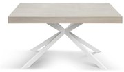 Tavolo CAMAIORE in legno, finitura olmo perla e base a X in metallo antracite, allungabile 140×90 cm – 220×90 cm