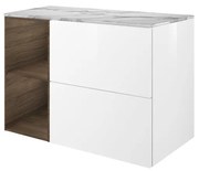 Mobile da bagno sotto lavabo Neo Line bianco/noce/marmo bianco L 90 x H 65 x P 48.5 cm, lavabo non incluso