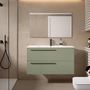 Mobile da bagno sospeso sotto lavabo L 100 x H 55 x P 45 cm verde laccato opaco, 2 cassetti VISOBATH Mia