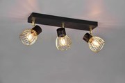 Ardon barra 3 faretti metallo nero con gabbia oro l.43cm 3 luci att...