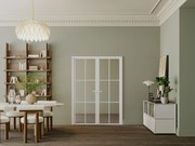 Blocco porta reversibile a due battenti 2 x H204 x L73 cm in Alluminio e Vetro temperato Bianco  - SEROTO