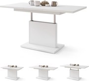 ASTON MINI Bianco Opaco - MODERNO TAVOLINO DA SALOTTO TRASFORMABILE ALLUNGABILE SOLLEVABILE