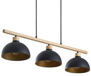 Lindby - Tirzana 3 Lampada a Sospensione Black/Light Wood Lindby