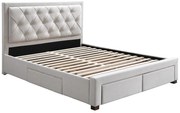 Letto con Cassetti 160 x 200 cm Tessuto Beige - LEOPOLD