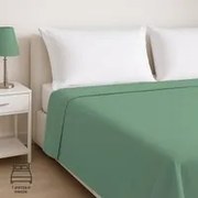 Lenzuolo piano verde in cotone, da 1 piazza e mezza