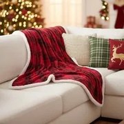 Plaid tartan rosso 160x210 cm sherpa