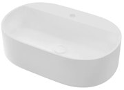 Lavabo da appoggio Kros ovale in ceramica L 55 x H 14 x P 38 cm bianco piletta non inclusa