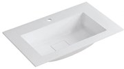 Lavabo integrale bacino al centro rettangolare L 80.5 x H 15 x P 46 cm in resina bianco