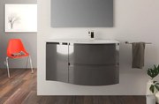 Mobile bagno sospeso con lavabo L 104 x H 55 x P 52 cm antracite 2 cassetti per vasca a destra Vague