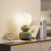 Lucande lampada da tavolo Fidelo, bianco/verde, 38 cm, vetro, ceramica