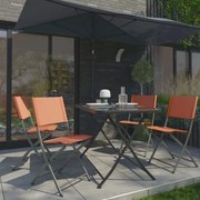 Set tavolo e sedie Emys NATERIAL in acciaio beige per 4 persone