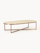 Tavolino ovale da salotto con piano in vetro effetto marmo Antigua 7