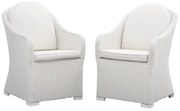 Poltrona da giardino con cuscino bianco e braccioli Luma NATERIAL da 2 posti, struttura in alluminio seduta in rattan sintetico bianco, L 57 x H 88 x P 59.5 cm, set da 2 pezzi