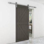 Porta scorrevole reversibile Kentucky in legno marrone, L 96 x H 215 cm, con binario Country satinato