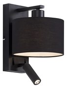 Applique da parete moderna nera rotonda con luce di lettura - Puglia
