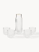 Caraffa e bicchieri in vetro soffiato Aleo, set da 5