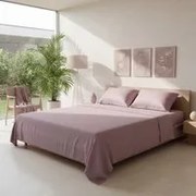 Completo letto matrimoniale cotone malva