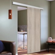 Porta scorrevole Brush in mdf marrone, L 93 x H 212 cm, con binario Alu/legno Reversibile