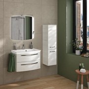 Mobile bagno sospeso con lavabo L 70 x H 48 x P 48 cm rovere bianco 2 cassetti per vasca centrale Imagine