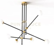 Kevin lampadario da soffitto 6 luci struttura nero e ottone spazzol...