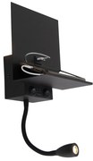 Lampada da parete intelligente nera con USB e braccio flessibile incl. Wifi G9 - Flero