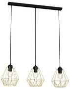 Lampadario a sospensione con filo BERGEN 3xE27/60W/230V nero/oro