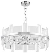 Lampadario Contemporaneo Cerezo Metallo Cromo 5 Luci Diffusori Vetro E Metallo