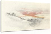 Stampa su tela – Tramonto sulle montagne innevate